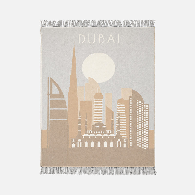 Burj Palm Trees Cashmere Wool Throw, 140x180cm