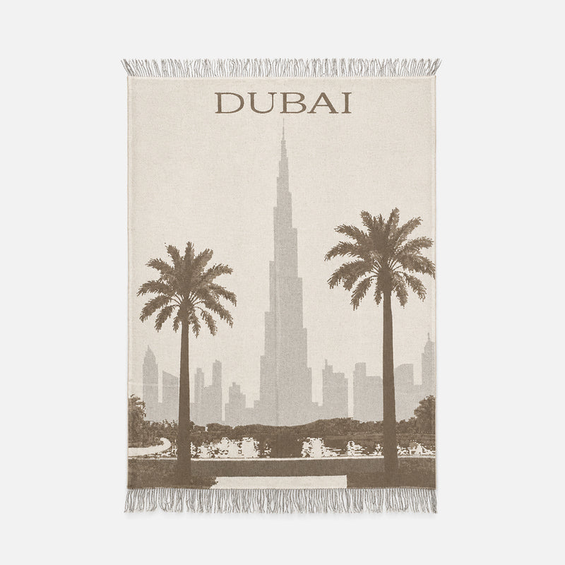 Dubai Cityscape Cashmere Wool Throw, 140x180cm