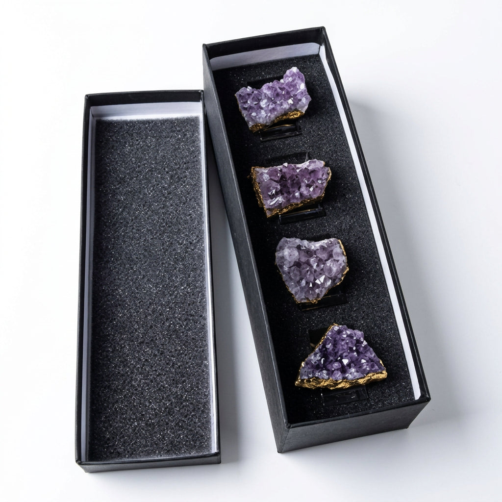 Zoya Stones Amethyst napkin rings, set of 4 Box