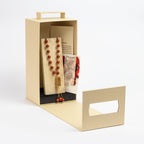 Zoya Stones Red Jasper masbaha with travertine stand angle view