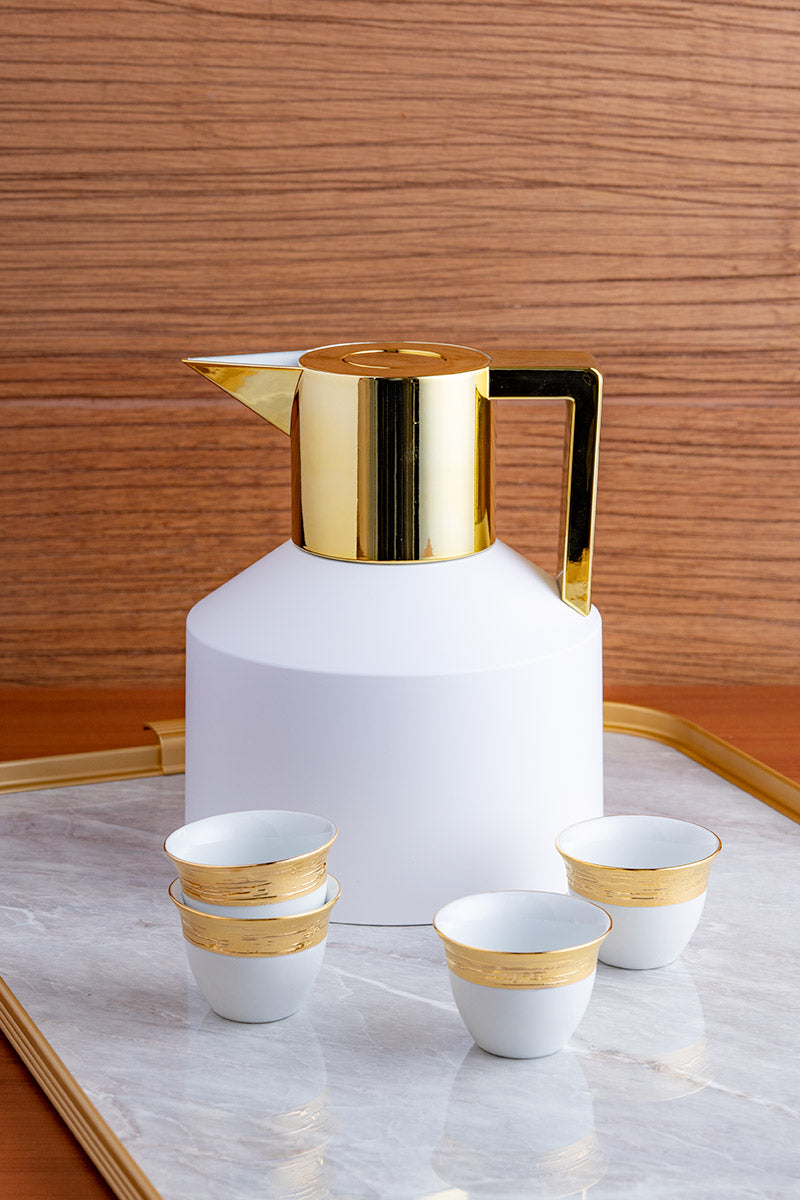 Auratus Gold Gawa Cup,Set of 6, White/Gold, 50 ml