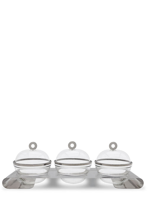 Circle Trio Condiment/ Snack Bowl, Silver