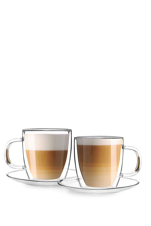 Set Of 2 Amo Double Wall Glasses With Saucer 250ml - Maison7